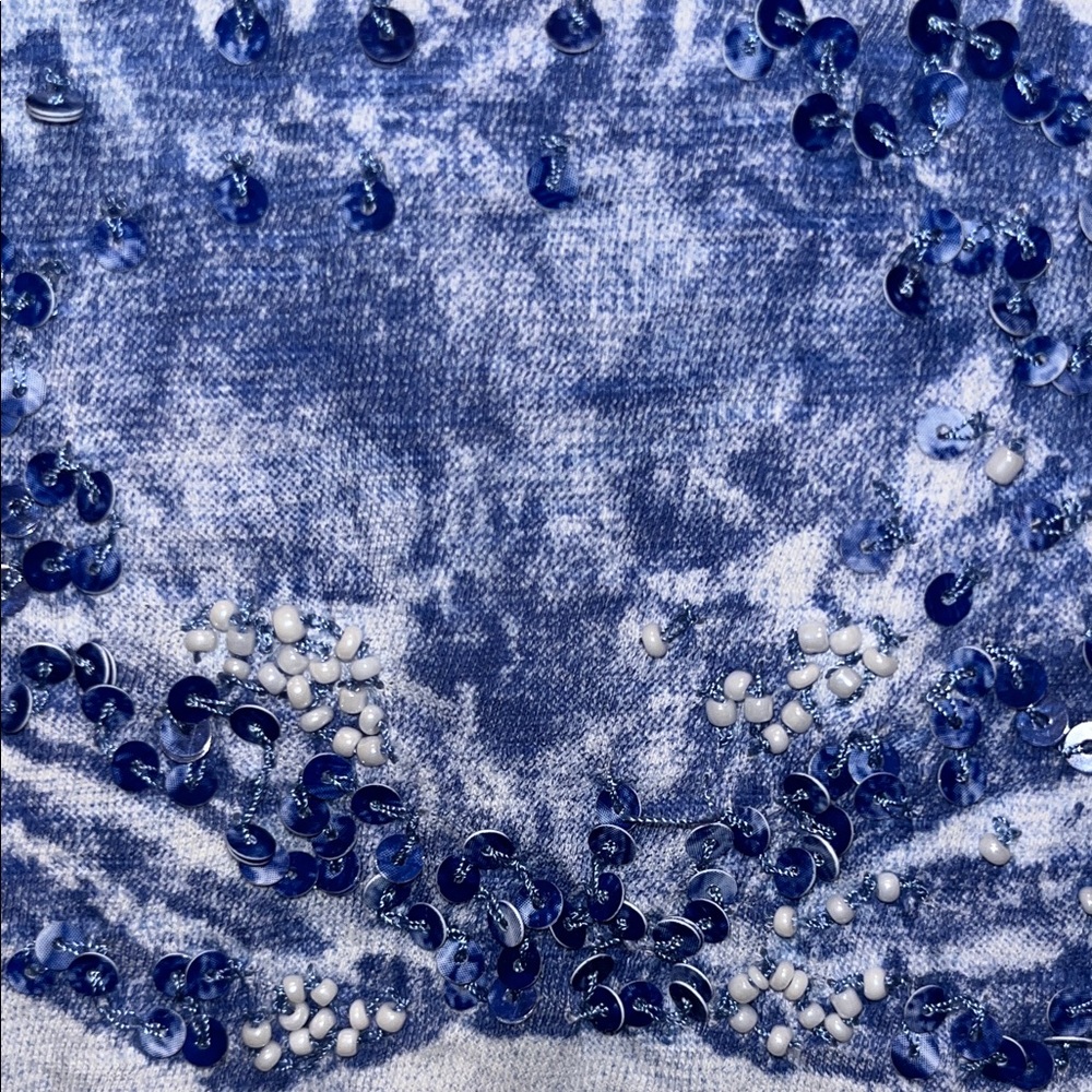 J JILL NWT M STUNNING Women's White Tank Top with Blue Crab Design - Picture 6 of 6